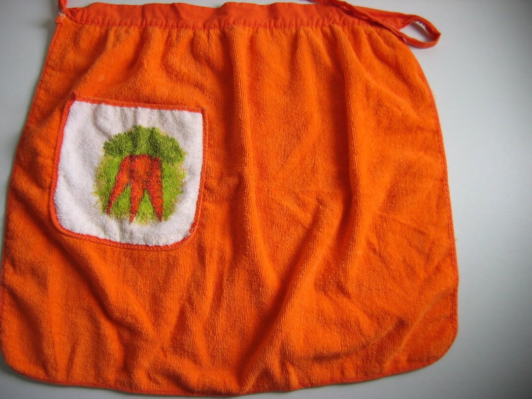 Vintage Terry Apron. Orange Terry Velour. 1960's Kitchen Etsy