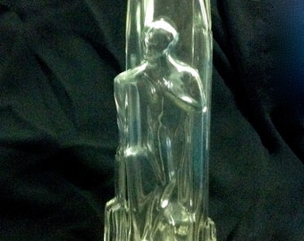 deco Nude Glass Vase.  Female Nude Model posing in an Architectural setting. Hollywood Regency,Vintage  Mid century modern.