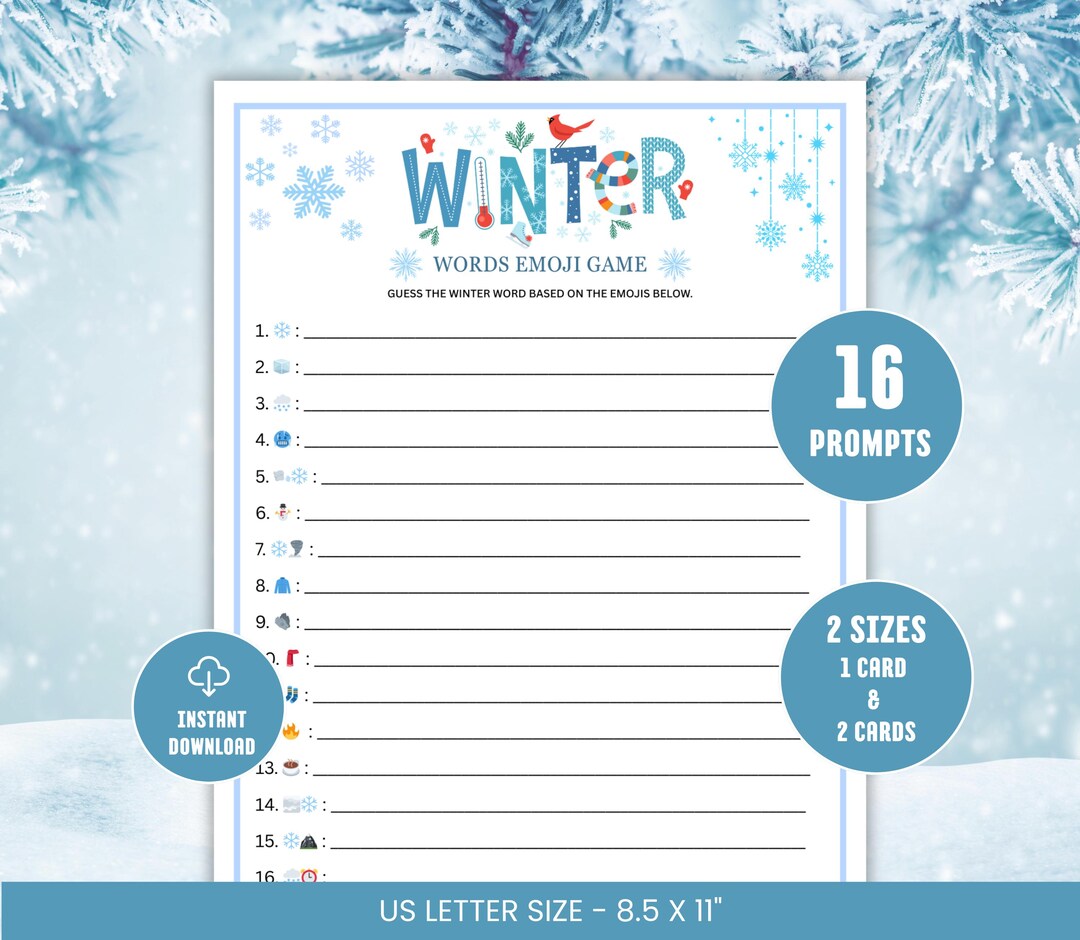 Winter Emoji Game, Fun Printable Winter Game for Kids Adults, Holiday ...