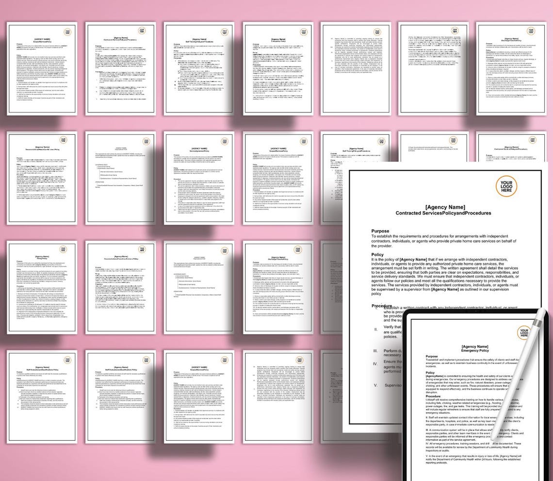 Policies and Procedures, Editable Nonmedical Home Health Agency