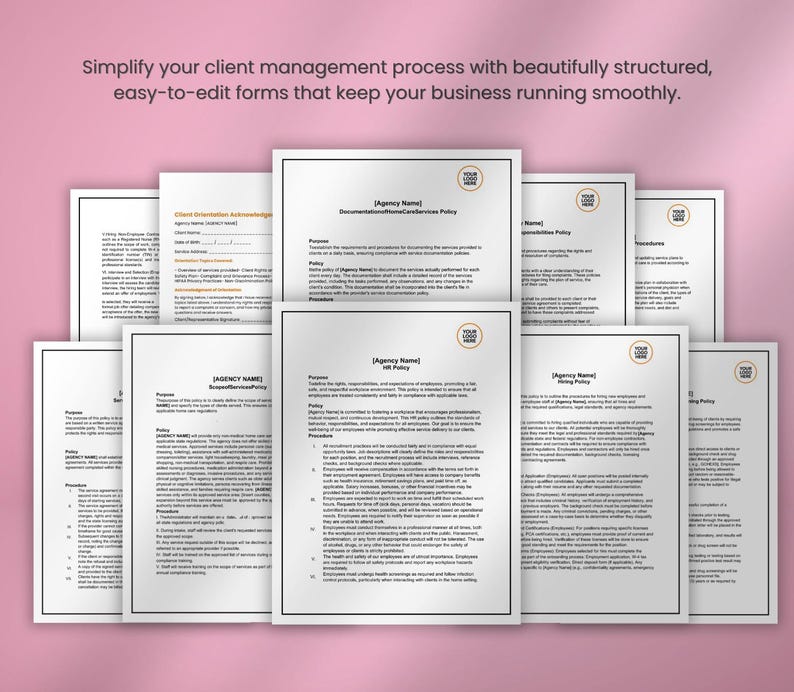 Policies and Procedures, Editable Nonmedical Home Health Agency