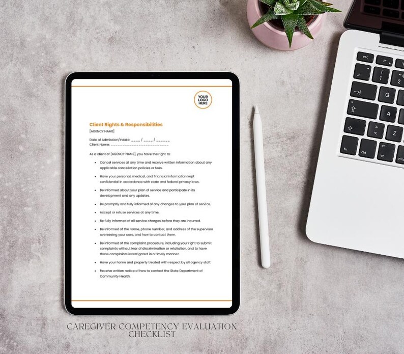Client Rights Form Template Client Rights and Responsibilities Form, Editable Home Care Business ...