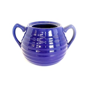 Vintage blå Bauer sockerskål. Bauer ringglas från 1930-talet