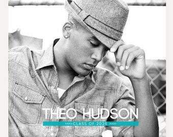 Guys Senior Album Template - Clean Simple Graduation Book - Hall of Fame (Canva, Photoshop)