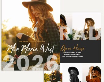 Senior Photographer Card Template, Done For You Announcement Design for 2026 Graduates - Editable in Canva or PSD - Milestone A