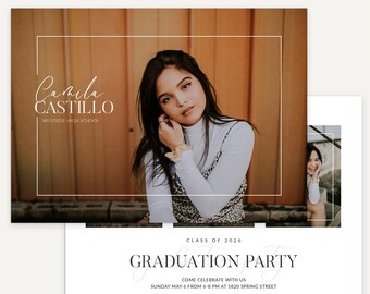 Classic Graduation Card Template - Timeless Grad Announcement for Senior Photographers - Edit in Canva and Photoshop - Brilliance A