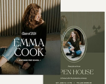 Nostalgic Graduation Card Template, Victorian Style Vintage Invitation for Senior Photographers (Canva)