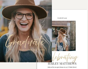 Editable Graduation Party Template, Easy to Customize Card Invite for Canva - Class of 2026 - Thriving A