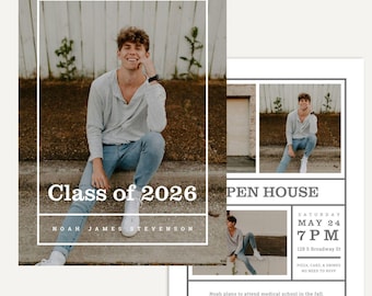 Modern Graduation Card for Senior Guys, Clean Template Design with White Borders (Canva, Photoshop) - Finish Line A