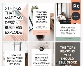 Pinterest Template Set, Blog Templates, Blog Pins, 10 Essential Pin Templates -  Photoshop Templates and Canva Templates
