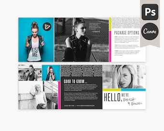Photography Tri-fold Brochure Template: Wave - 5x5 Business Marketing Brochure, Photoshop Template, Canva Template, Canva Trifold