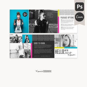 Photography Tri-fold Brochure Template: Wave - 5x5 Business Marketing Brochure, Photoshop Template, Canva Template, Canva Trifold