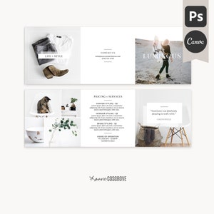 Photography Trifold Brochure Template: Luminous 5x5 Business Marketing Brochure Template, Photoshop Template, Canva Template image 1