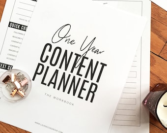 One Year Content Planner - Printable PDF Workbook for Blog & Social Media Planning