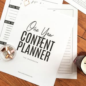 One Year Content Planner - Printable PDF Workbook for Blog & Social Media Planning