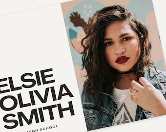 Artsy Graduation Announcement Template, Urban Senior Invitation - Focused A - Easy to Edit in Photoshop or Canva