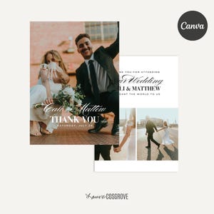 Plantilla de agradecimiento de boda - Plantilla de Canva, Tarjeta de agradecimiento con foto, Anuncio de matrimonio, Tarjeta de agradecimiento de boda para Canva - Together A