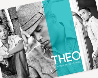 Urban Modern Graduation Announcement Template – Colorful Guys Senior Card (Canva & Photoshop Digital Download) - Hall of Fame C