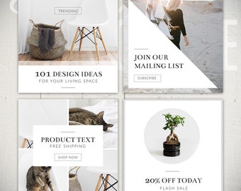 Instagram Template Pack: Luminous - 8 Square Social Media Templates