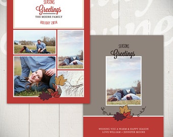 Fall Card Template: Thankful Holiday B - 5x7 Holiday Card Template for Photographers