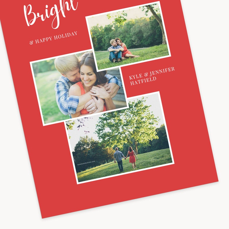 Christmas Card Template 2023 Holiday Card Template Bright Spirits B Photoshop Template, Canva Template image 8