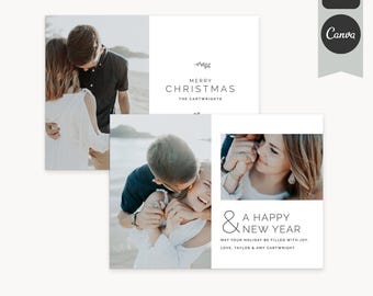 Modern Christmas Card Template - Holiday Design for Canva,Photoshop - Holiday Joy D