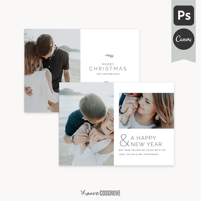 2024 Christmas Card Template One 5x7 Holiday Card Template for