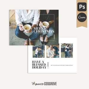 Vintage Christmas Card Template, Holiday Design for Photographers - Urban Holiday A2 (Canva, Photoshop)