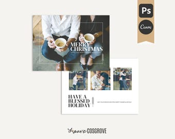 Vintage Christmas Card Template, Holiday Design for Photographers - Urban Holiday A2 (Canva, Photoshop)