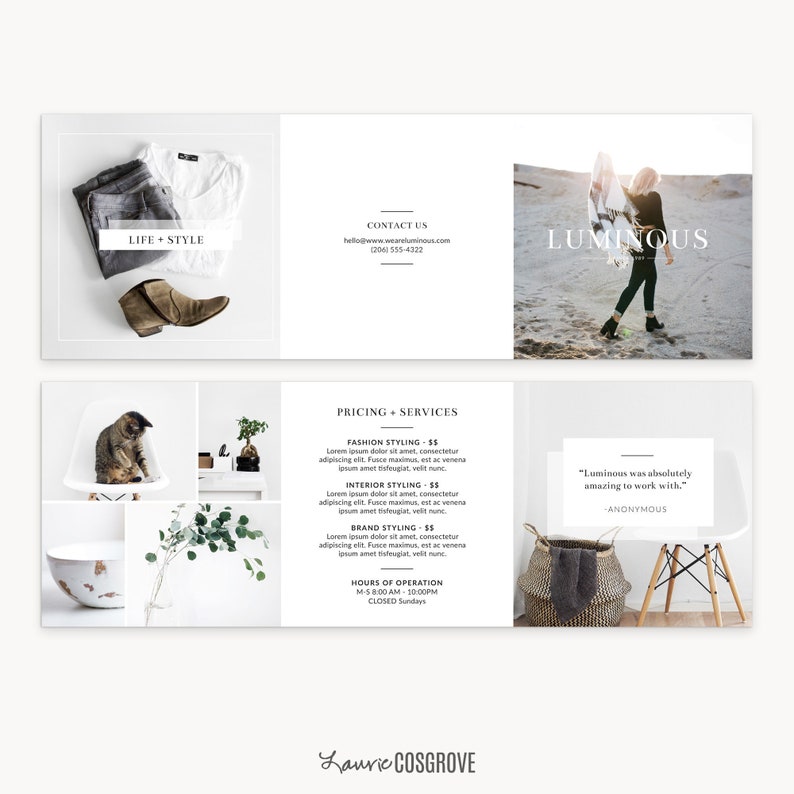 Photography Trifold Brochure Template: Luminous 5x5 Business Marketing Brochure Template, Photoshop Template, Canva Template image 4