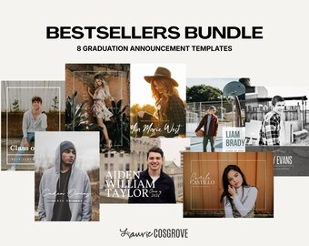Graduation Announcement Templates Bundle – Bestselling Senior Photo Cards (Canva Template Set)