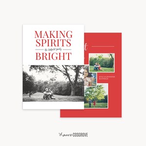 Christmas Card Template 2023 Holiday Card Template Bright Spirits B Photoshop Template, Canva Template image 7