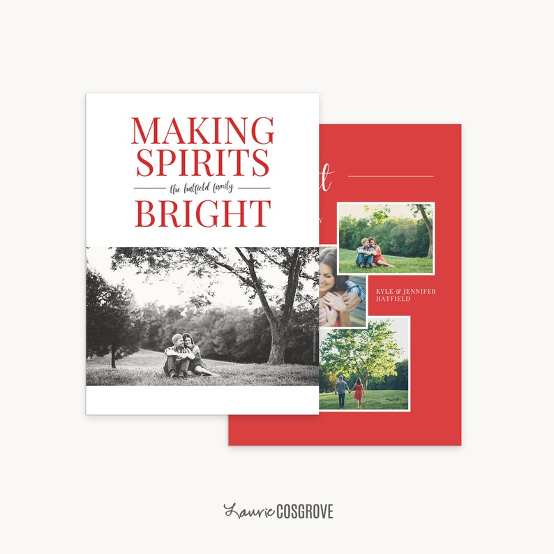 Christmas Card Template 2023 Holiday Card Template Bright Spirits B Photoshop Template, Canva Template image 7