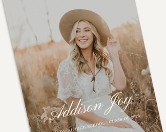 Graduation Announcement Template, Light & Airy Senior Card Invite - Editable in Photoshop, Canva - Freedom Card A