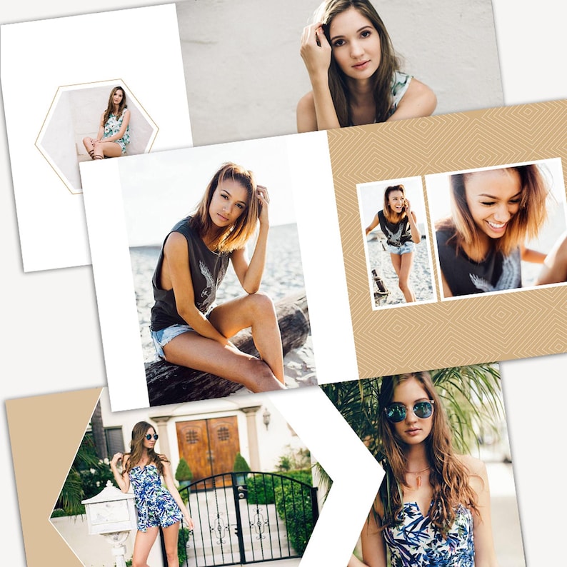 May include: A collage of lifestyle photos featuring a woman in various outfits and settings. The images include a woman in a floral romper, a sleeveless graphic tee and denim shorts, and sunglasses. The overall aesthetic is bright and summery.