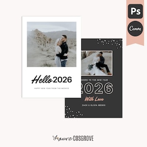 Modern New Years Template, 2026 Photo Card for Photographers (Canva, Photoshop) - Cheers C
