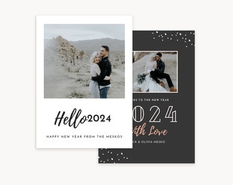 2024 New Years Card Template: Cheers C - 5x7 New Year Card - Photoshop Template, Canva Template