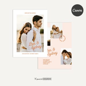 Kaartsjabloon Save The Date - Canva-sjabloon, huwelijksaankondiging, verlovingsaankondiging, kaart voor bruidsparen voor Canva - huwelijksreis A