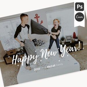 Modèle de carte du nouvel an 2025 - carte de nouvel an 5 x 7 pour photographes - modèle Photoshop, modèle Canva - joie du nouvel an B