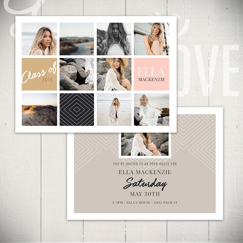 Wayfarer Card B 5x7 Senior Photoshop Card Template Graduation Announcement Card Template