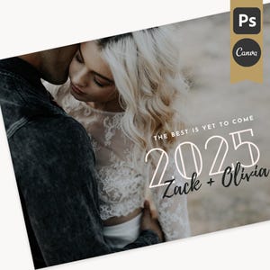 Modello di biglietto di Capodanno 2025: Cheers D - Biglietto di Capodanno 5x7 per fotografi - Modello Photoshop, Modello Canva