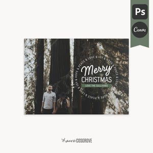 Christmas Card Template - 5x7 Holiday Card Template for Photoshop - Holiday Pines D