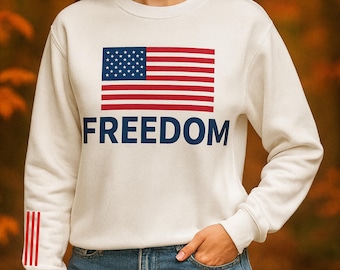 Freiheit amerikanische Flagge Sweatshirt, Unisex Vaterhaft Rundhalsausschnitt