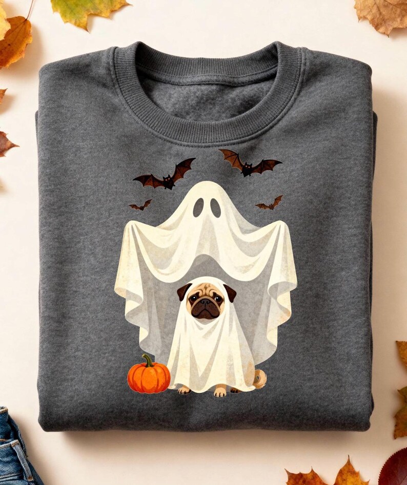 Ghost Pug Halloween Clipart, Funny Dog Art (PNG) - Etsy