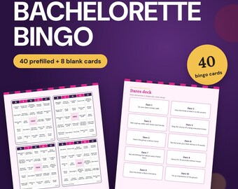 Bachelorette Bingo, 40 Printable Cards, Night Out Game, Dares + Awards, Hen Party Bar Crawl