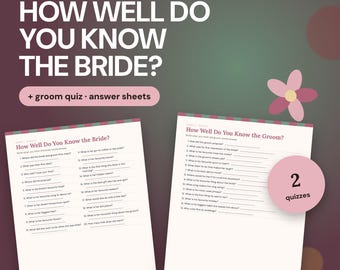 How Well Do You Know the Bride Game, Printable Bridal Shower Quiz with Groom Version and Trivia Cards