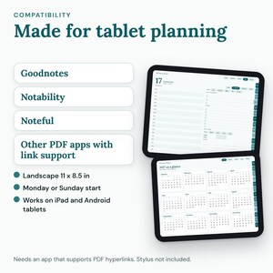 05_compatibility.png: Compatible apps (Goodnotes, Notability, Noteful) and tablet page size.