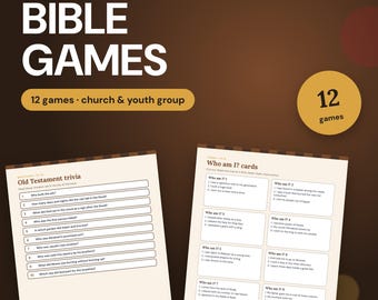 Bible Games for Church & Youth Group, 12 Printable KJV Trivia, Bingo and Quiz Activities, Sunday School