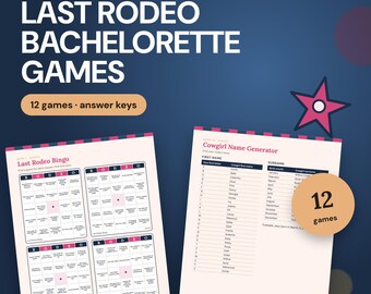 Bachelorette Games, Last Rodeo Printable Western Party Bundle, 12 Fun Activities, Bingo, Dares, Trivia