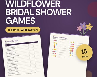 Wildflower Bridal Shower Games, 15 Printable Bundle, Boho Floral, Bingo, Guess Who Said It, Advice Cards
